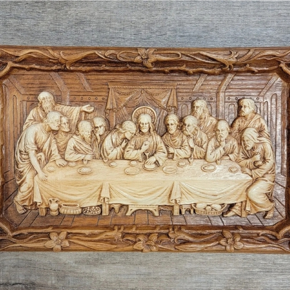 Last Supper Jesus 9x15 3D Wall Hanging Plaque Multi Prod Inc Made-USA Vintage